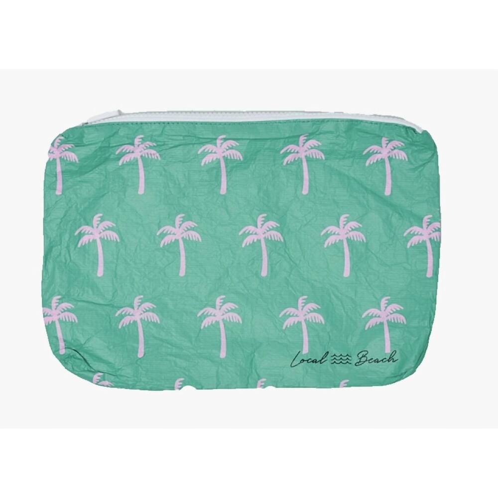 NEW LOCAL BEACH water resistant tyvek pouch in green neon palms